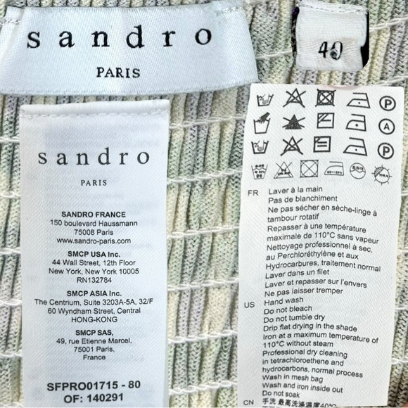 SANDRO, NWT Womens ‘Christie’ Stripe Knit Mini Dress, Vert Green Size FR 40 US 8 - Picture 13 of 14